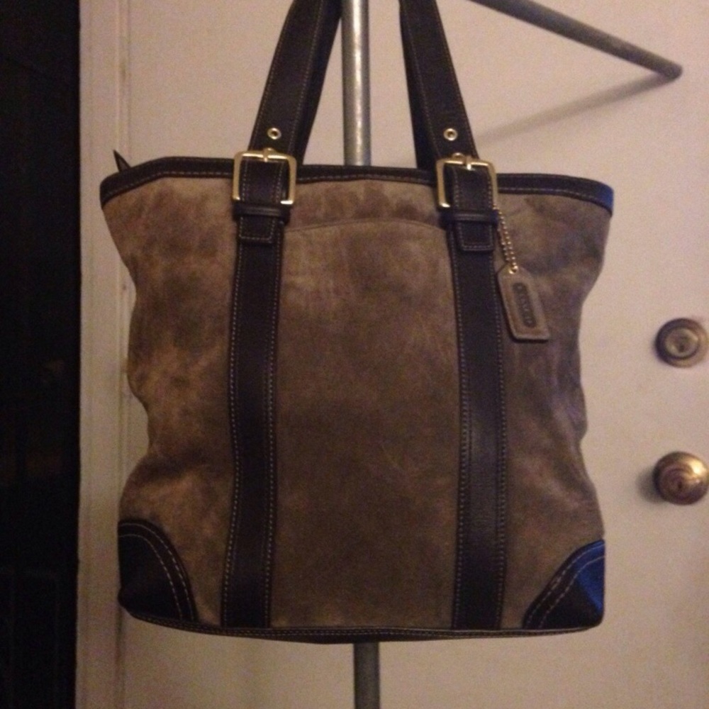 Light/Medium Brown Suede Coach Purse
